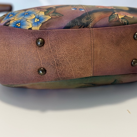 Anuschuka Hand Painted Large Dome Satchel Handbag Love Birds & Florals - Picture 4 of 15
